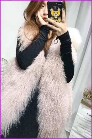 Fur Mongolia Sheep Fur Gilet 60CM O362
