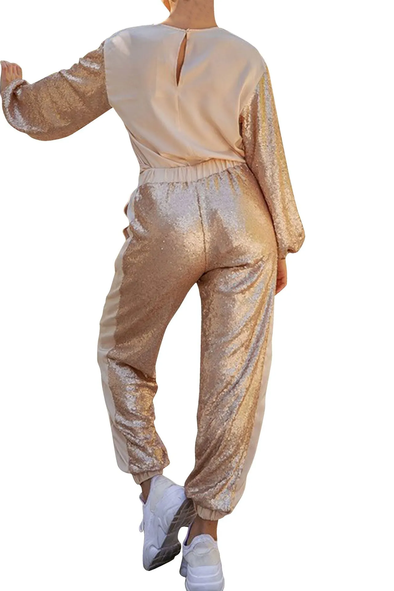 Glam Champagne Sequin Joggers