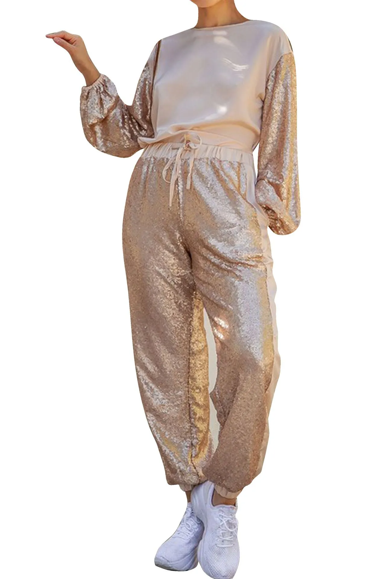 Glam Champagne Sequin Joggers