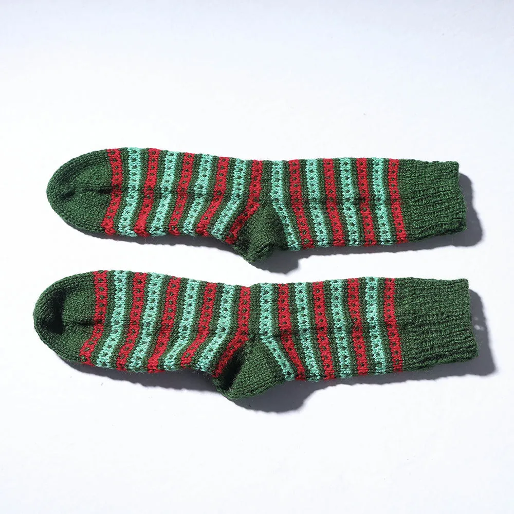 Green - Kumaun Hand-knitted Woolen Socks (Adult)