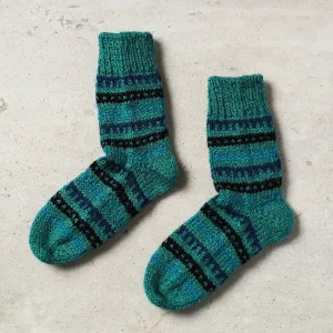 Green - Kumaun Hand-knitted Woolen Socks - Kids