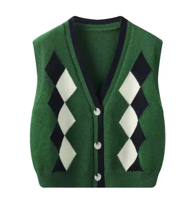 Guc Knitted Cardigan | klassiek gebreide mouwloze vest met V-halsn en knoopsluiting voor dames