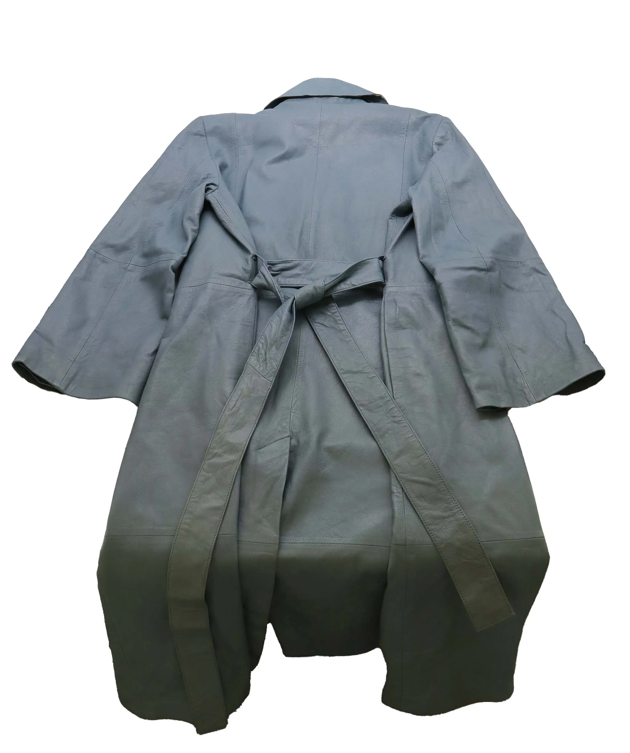 HM Studio Blue Leather Coat Size Small AGC1947