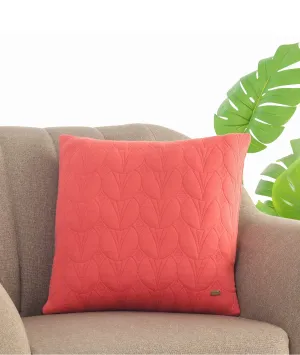 Illusion Castle Pink Cotton Knitted Quilted Decorative 18 X 18 Inches Cushion Cover