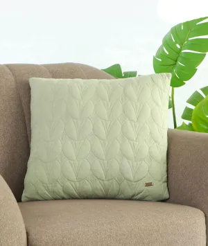 Illusion Pistachio Green Cotton Knitted Quilted Decorative 18 X 18 Inches Cushion Cover