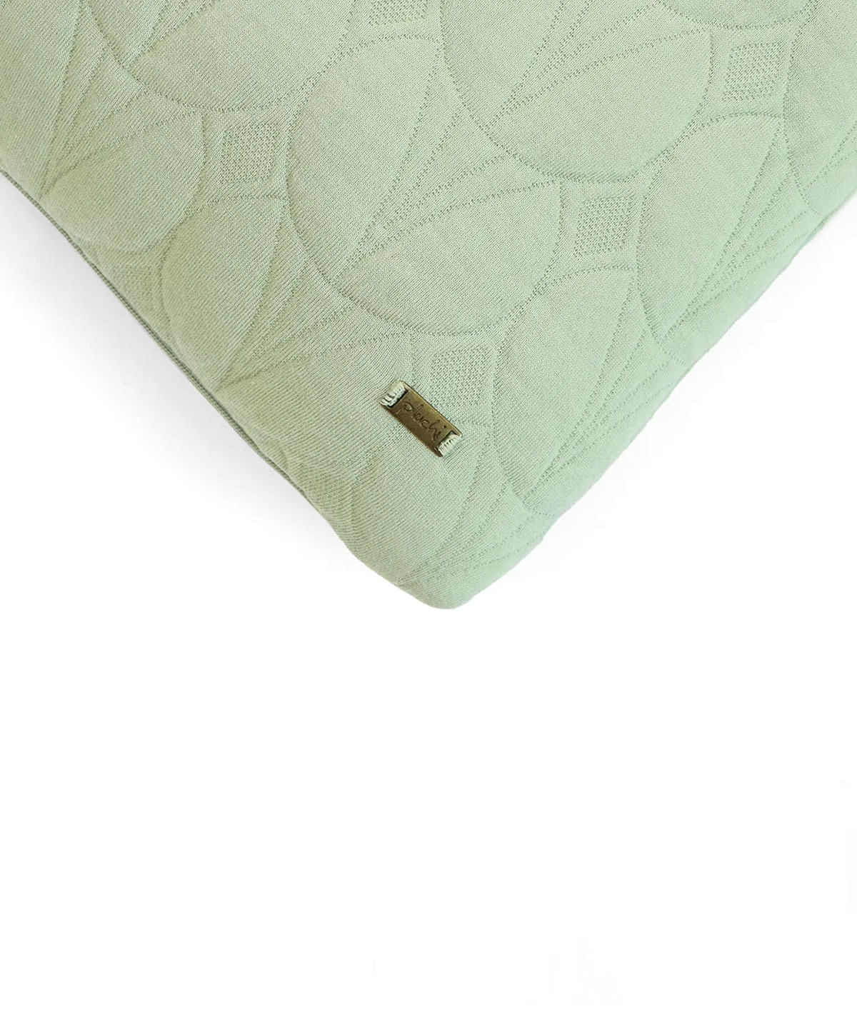 Illusion Pistachio Green Cotton Knitted Quilted Decorative 18 X 18 Inches Cushion Cover