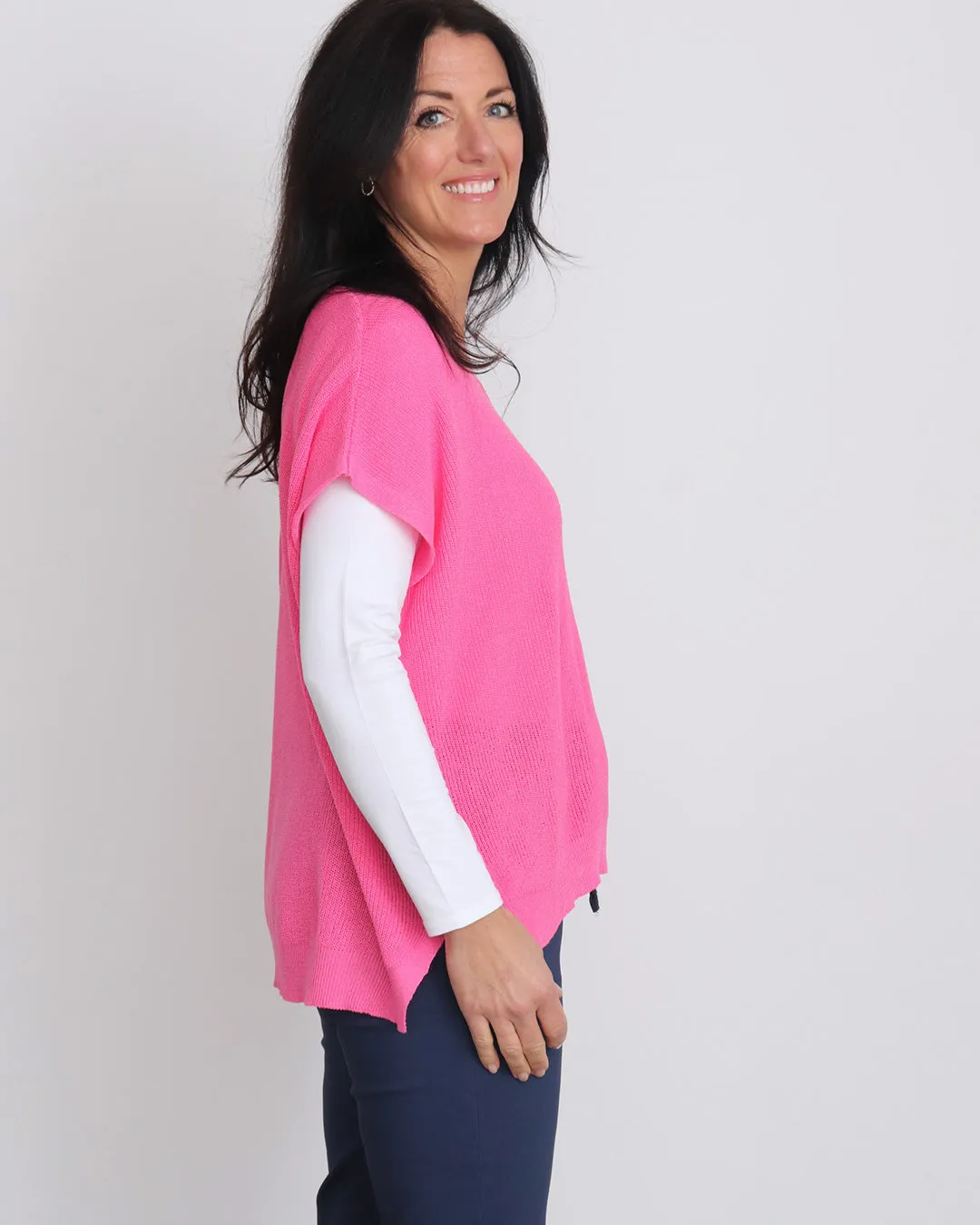Ingrid V-Neck Tank Top - Fuchsia