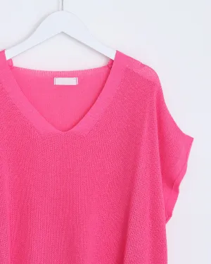 Ingrid V-Neck Tank Top - Fuchsia