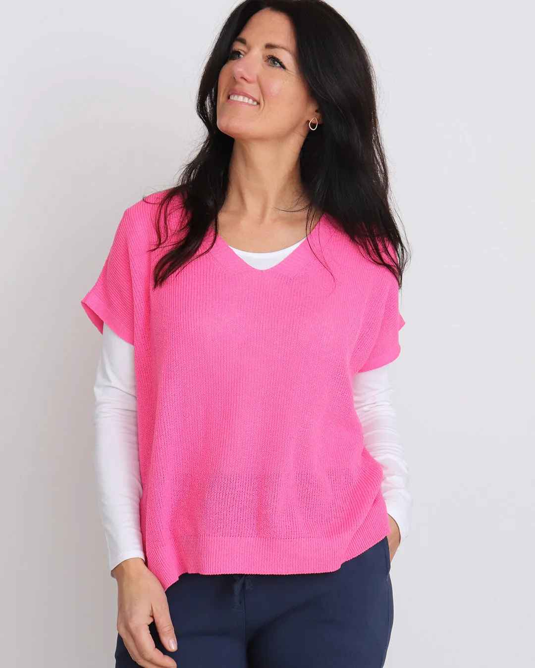 Ingrid V-Neck Tank Top - Fuchsia