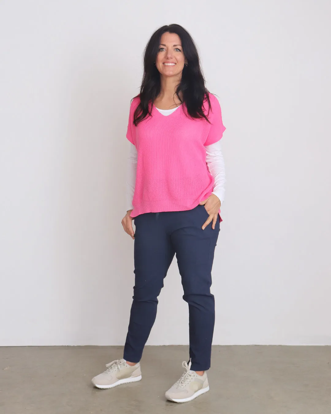 Ingrid V-Neck Tank Top - Fuchsia