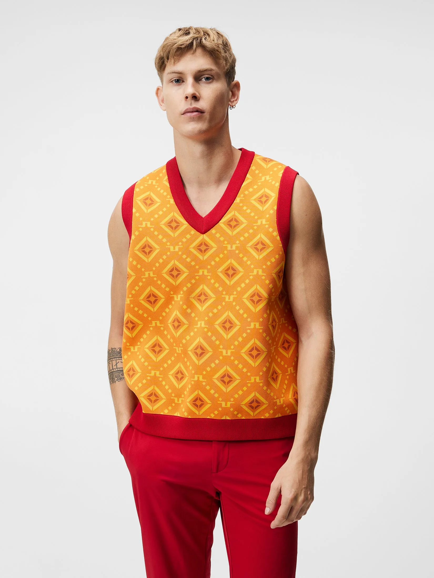 Jack Knitted Vest / Orange Diamond logo