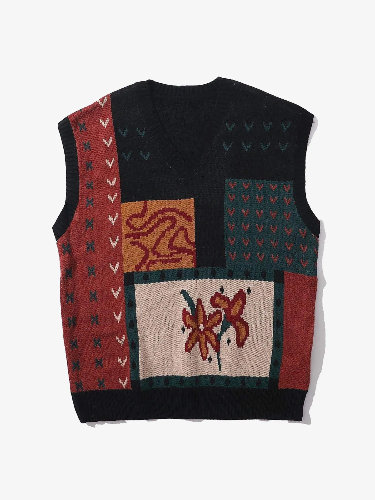 JUSTNOTAG Lily Pattern Knitted Sweater Vest
