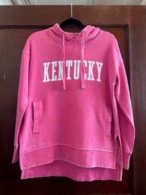 Kentucky Hooded Vintage Washed Fleece in Hot Pink