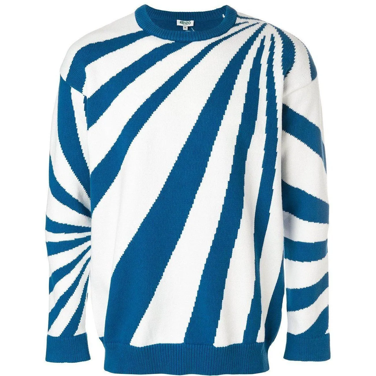 KENZO Cotton Striped Sweater, White/ Blue