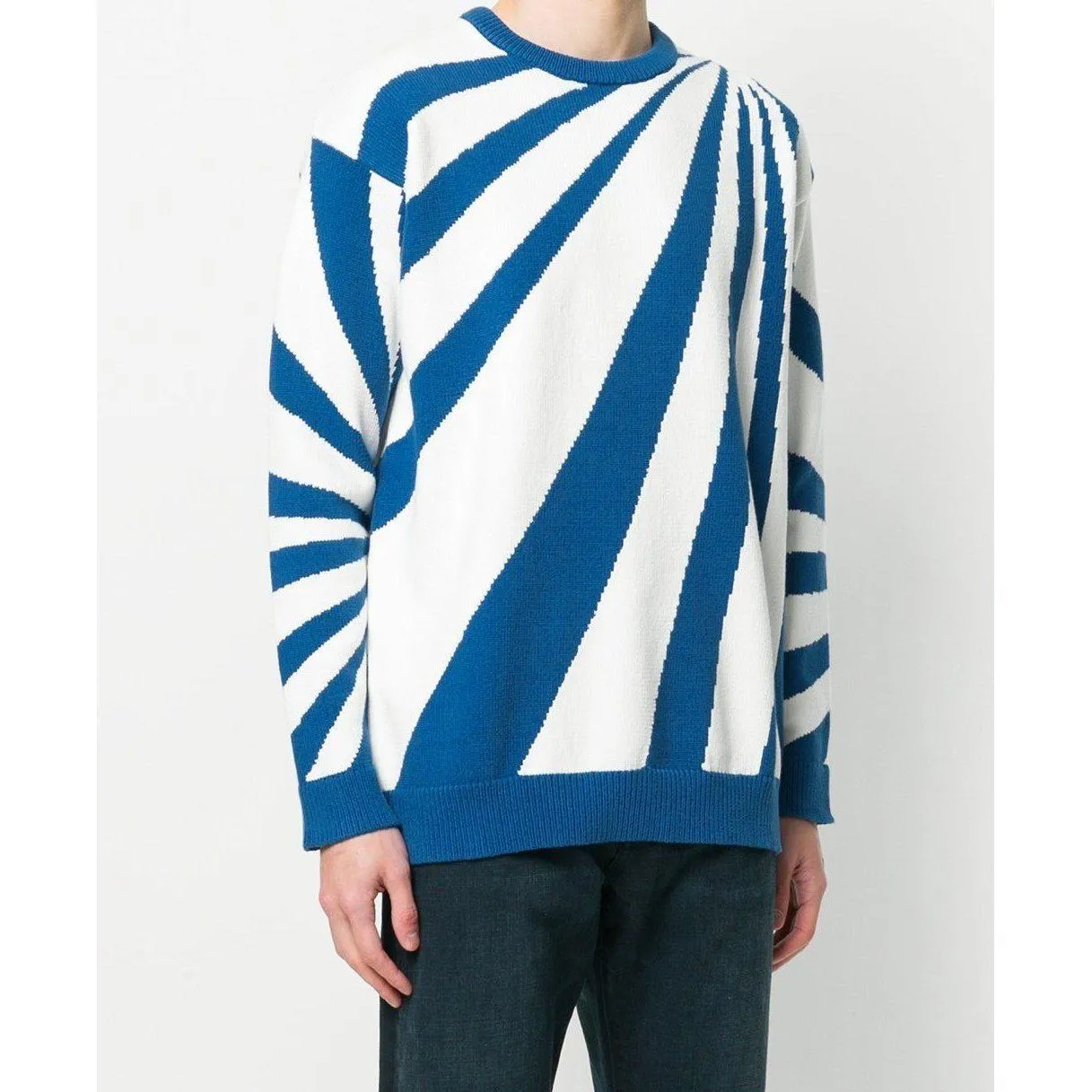 KENZO Cotton Striped Sweater, White/ Blue