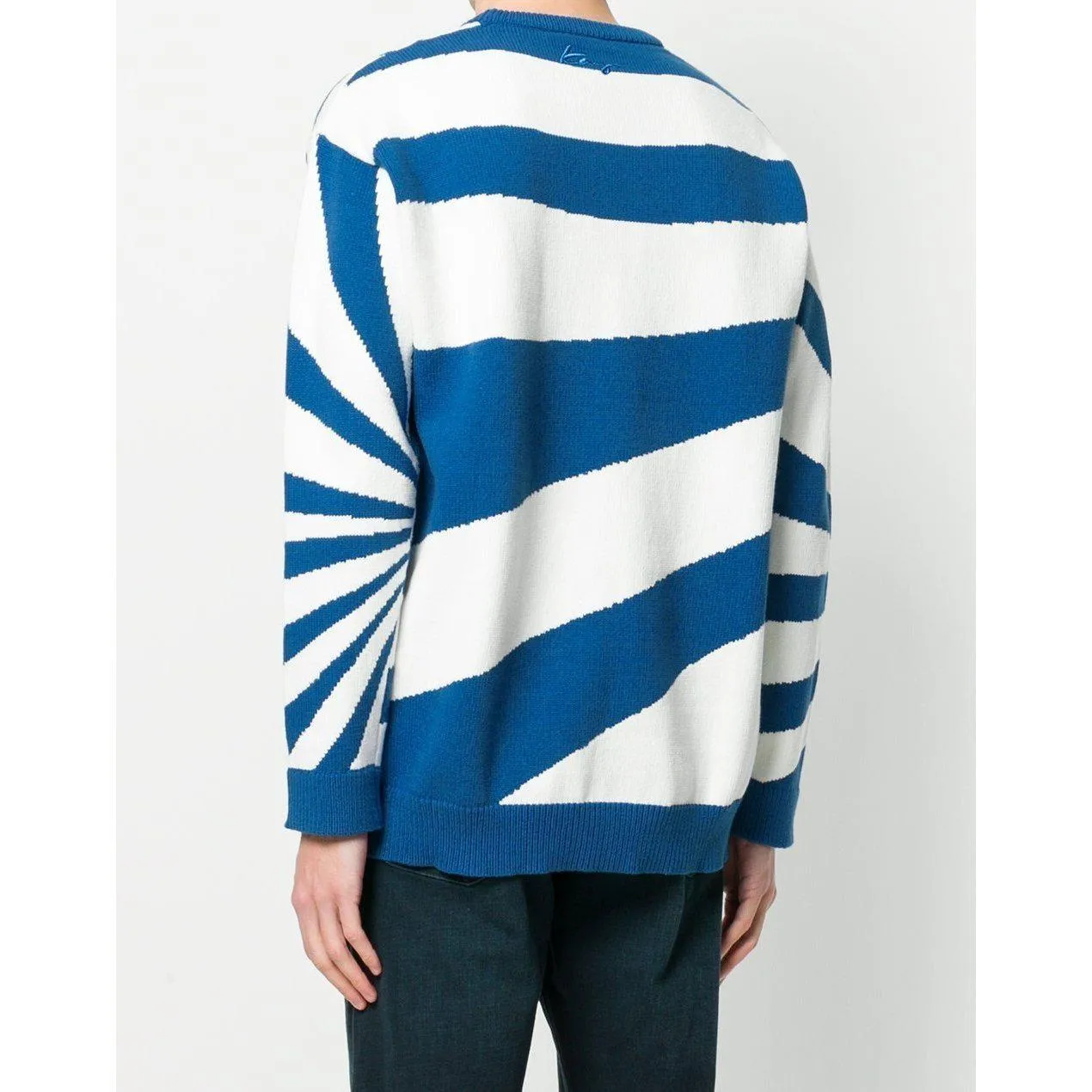 KENZO Cotton Striped Sweater, White/ Blue