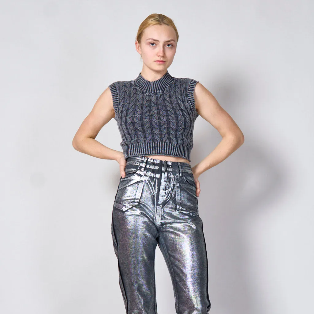 Knitted cable cropped vest wholesale