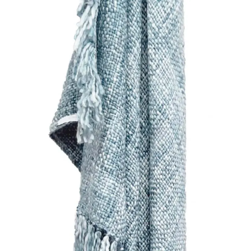 Knitted Oslo Steel Blue Throw Rug