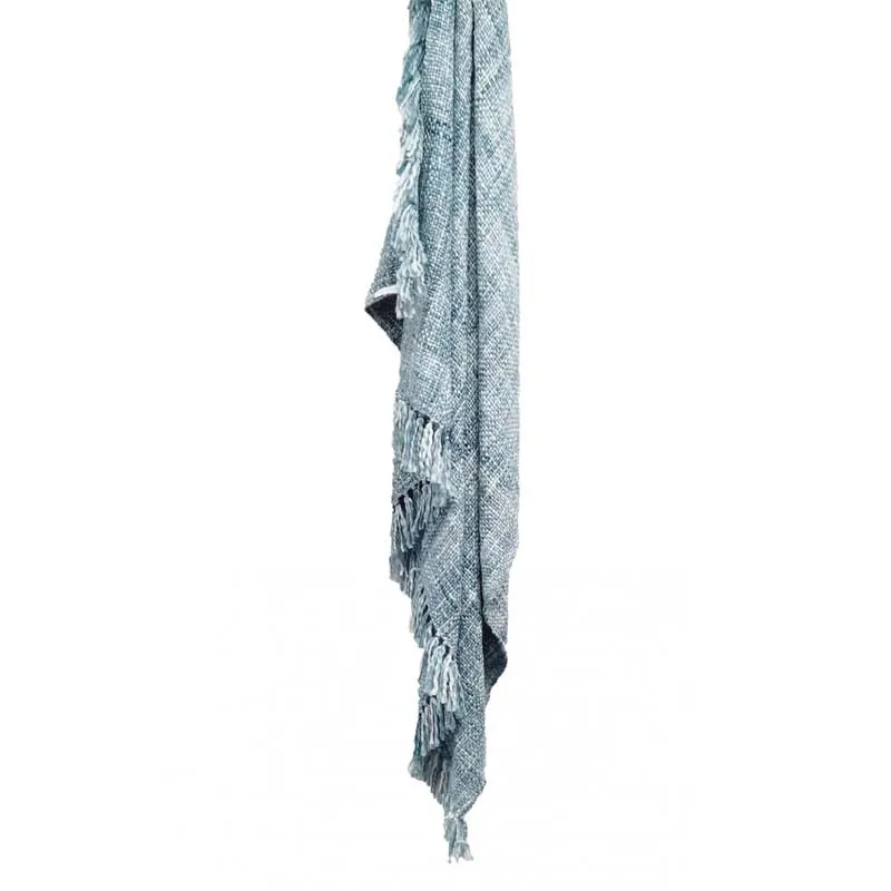 Knitted Oslo Steel Blue Throw Rug