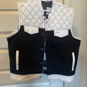 Leather Hunt Club Custom Builder Double Diamond Quilted Motorcycle Biker Vest