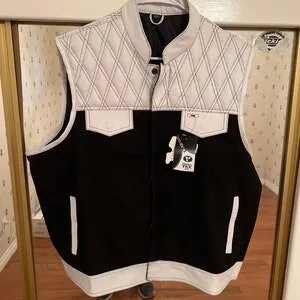 Leather Hunt Club Custom Builder Double Diamond Quilted Motorcycle Biker Vest