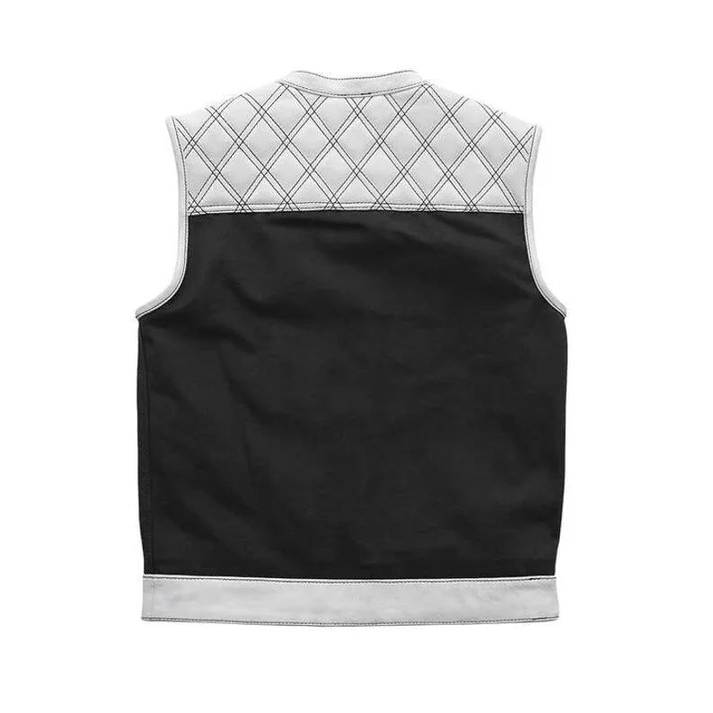 Leather Hunt Club Custom Builder Double Diamond Quilted Motorcycle Biker Vest