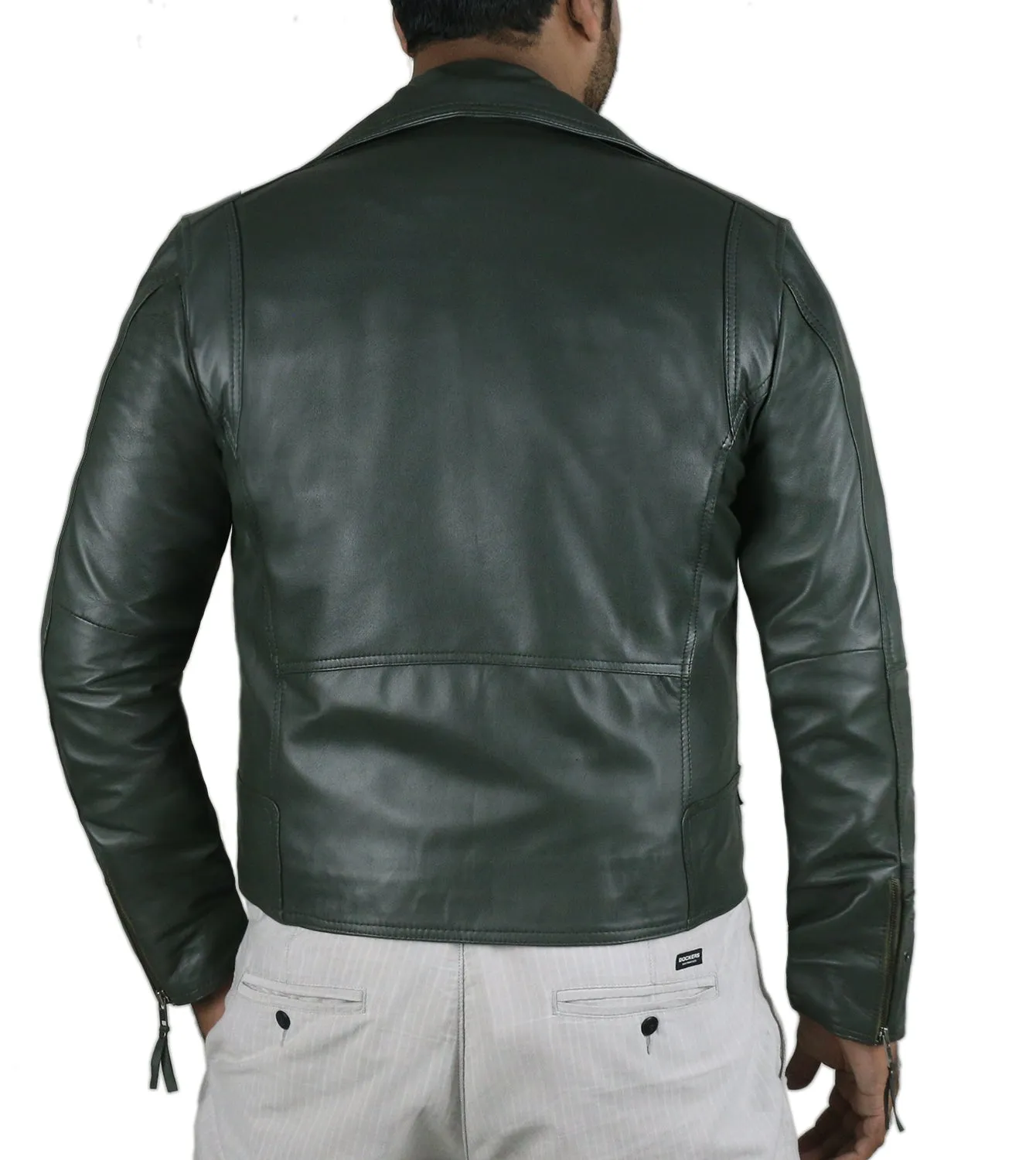 Leather Jackets Hub Mens Genuine Lambskin Leather Jacket (Black, Double Rider Jacket) - 1501653