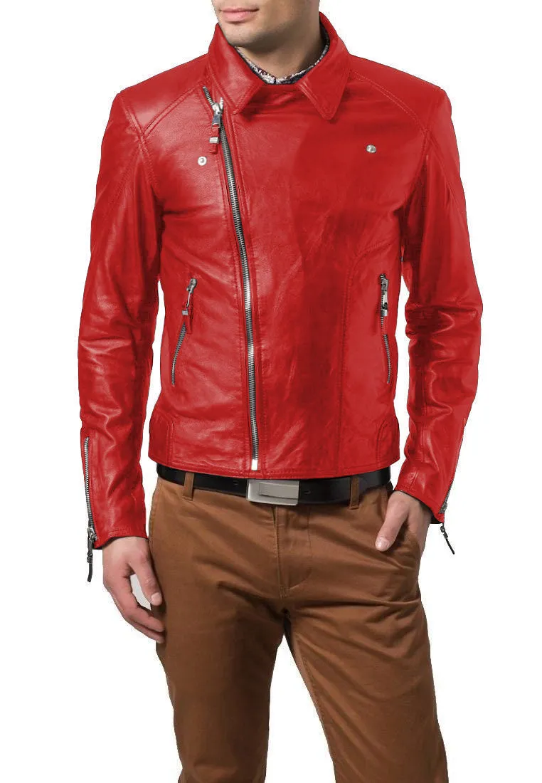 Leather Jackets Hub Mens Genuine Lambskin Leather Jacket (Black, Double Rider Jacket) - 1501653