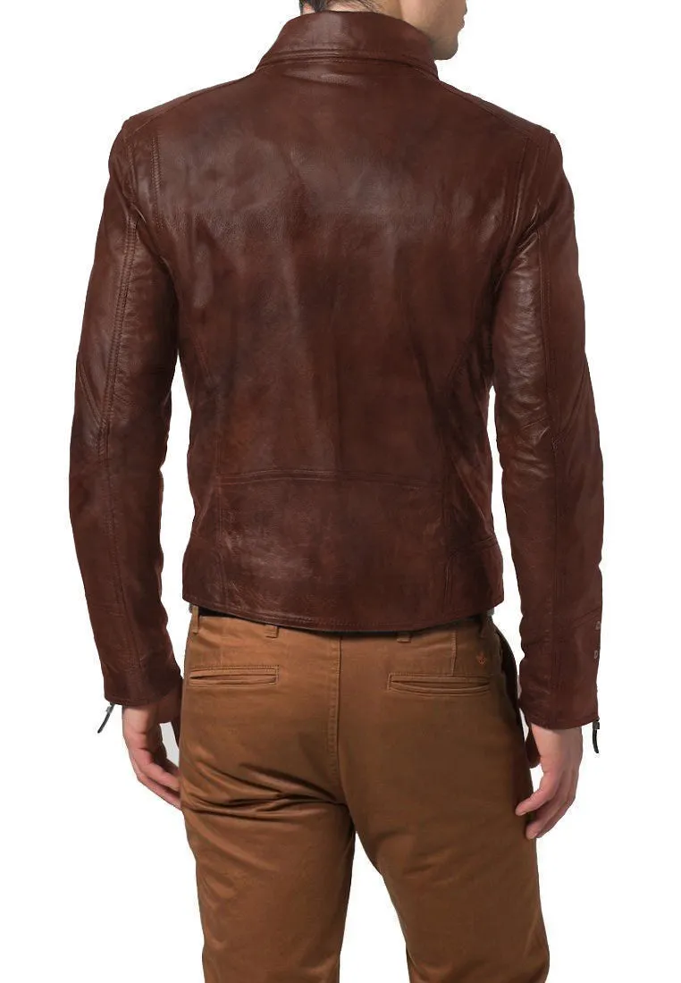Leather Jackets Hub Mens Genuine Lambskin Leather Jacket (Black, Double Rider Jacket) - 1501653