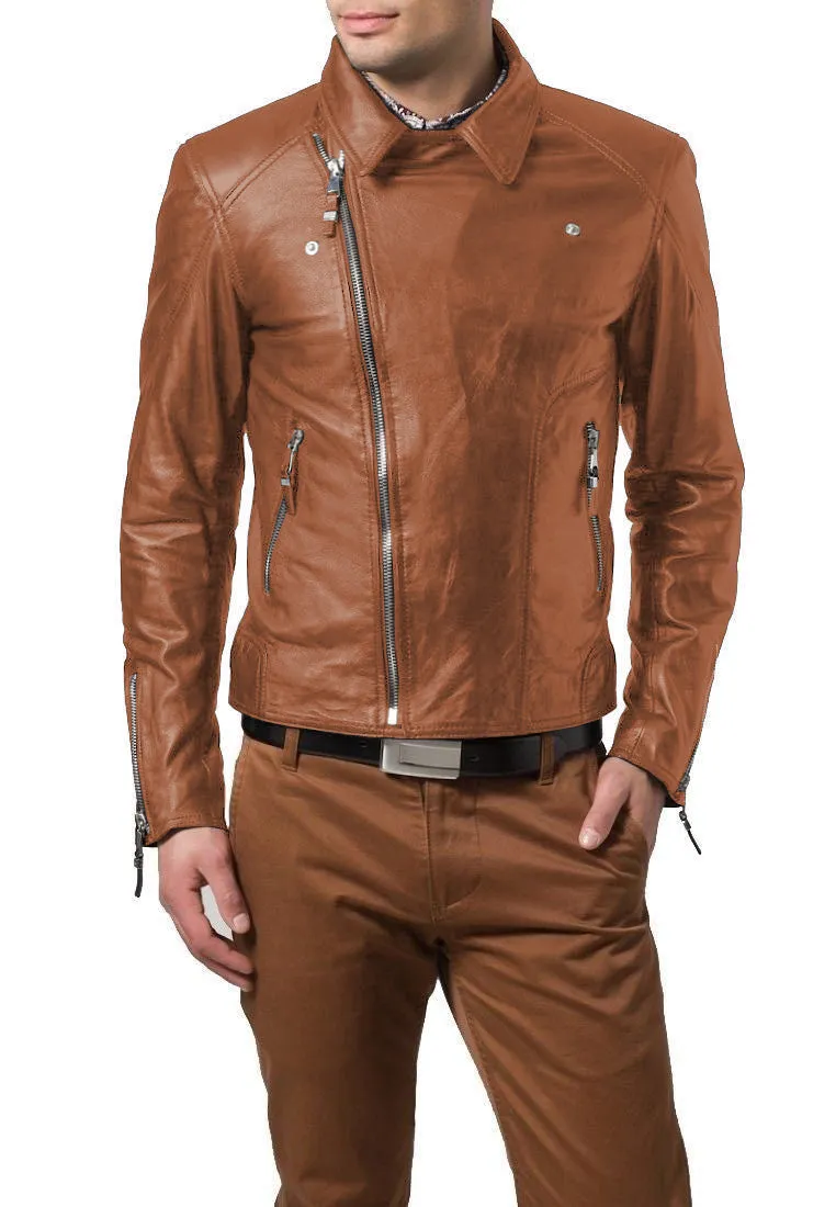 Leather Jackets Hub Mens Genuine Lambskin Leather Jacket (Black, Double Rider Jacket) - 1501653