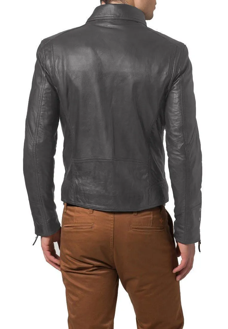 Leather Jackets Hub Mens Genuine Lambskin Leather Jacket (Black, Double Rider Jacket) - 1501653