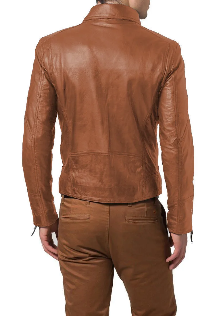 Leather Jackets Hub Mens Genuine Lambskin Leather Jacket (Black, Double Rider Jacket) - 1501653