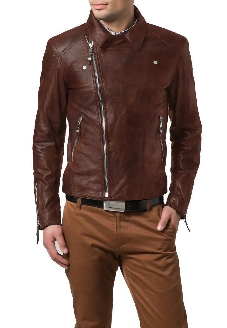 Leather Jackets Hub Mens Genuine Lambskin Leather Jacket (Black, Double Rider Jacket) - 1501653