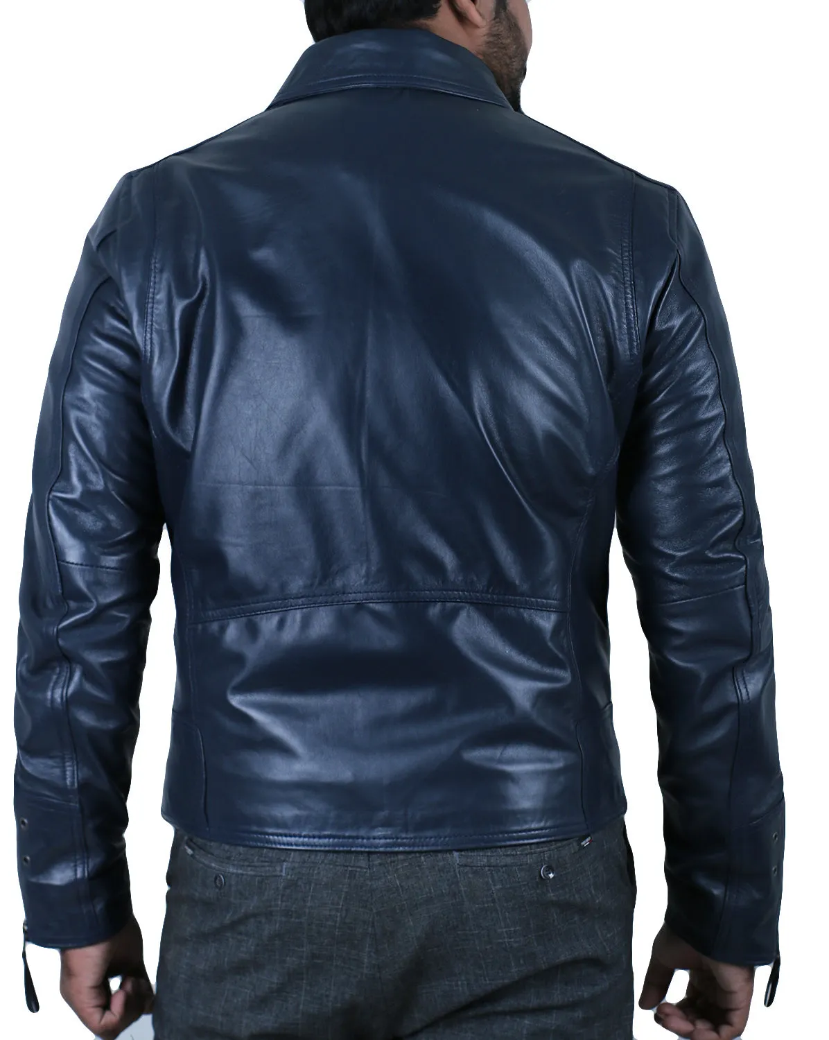 Leather Jackets Hub Mens Genuine Lambskin Leather Jacket (Black, Double Rider Jacket) - 1501653