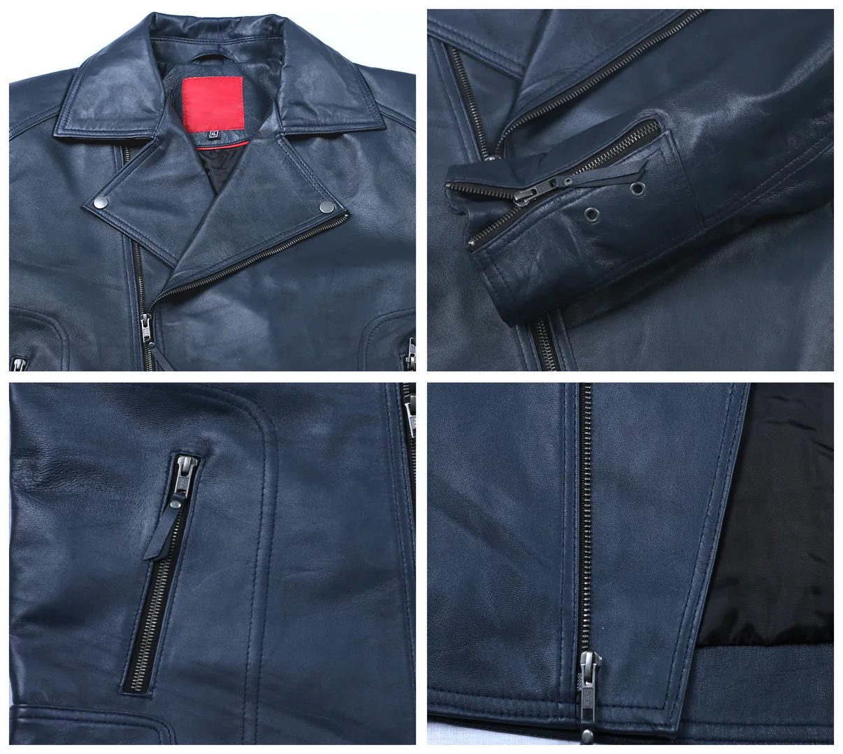 Leather Jackets Hub Mens Genuine Lambskin Leather Jacket (Black, Double Rider Jacket) - 1501653