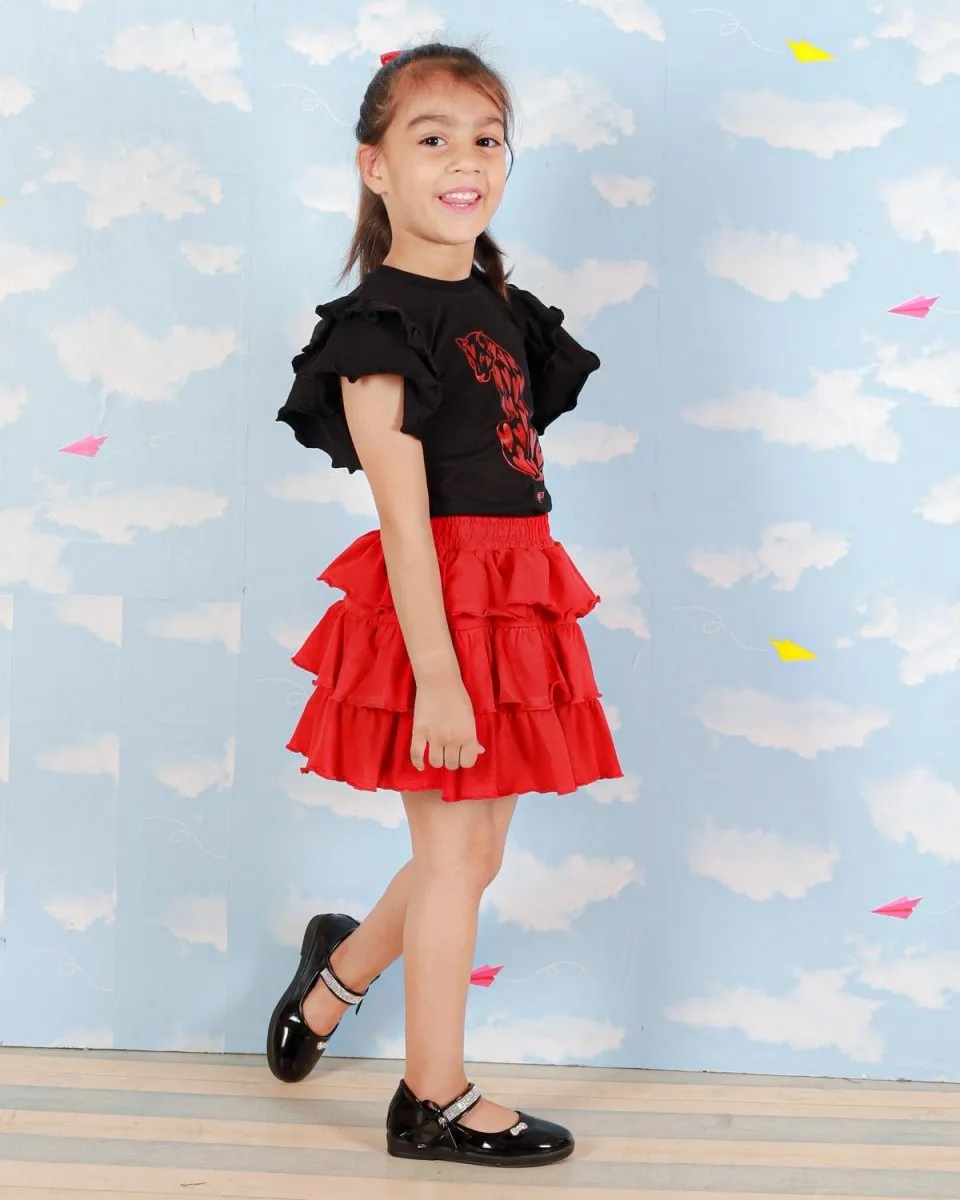 Li'l Panther Girls Top And Skirt Set