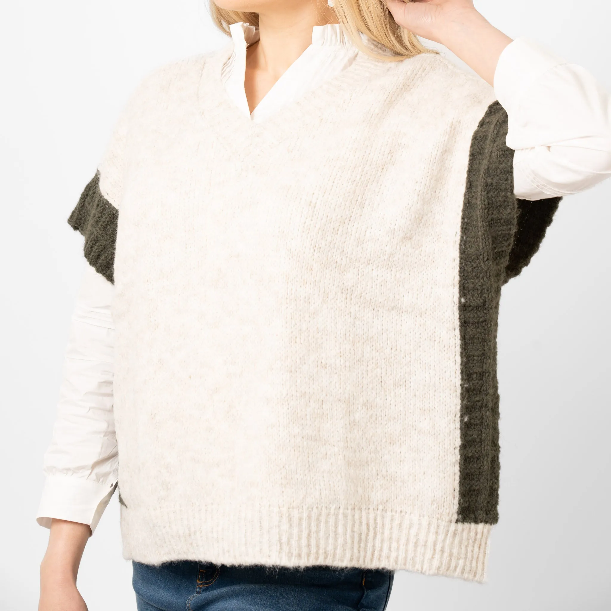 Malia Wool Blend Tank Top - Cream/Khaki