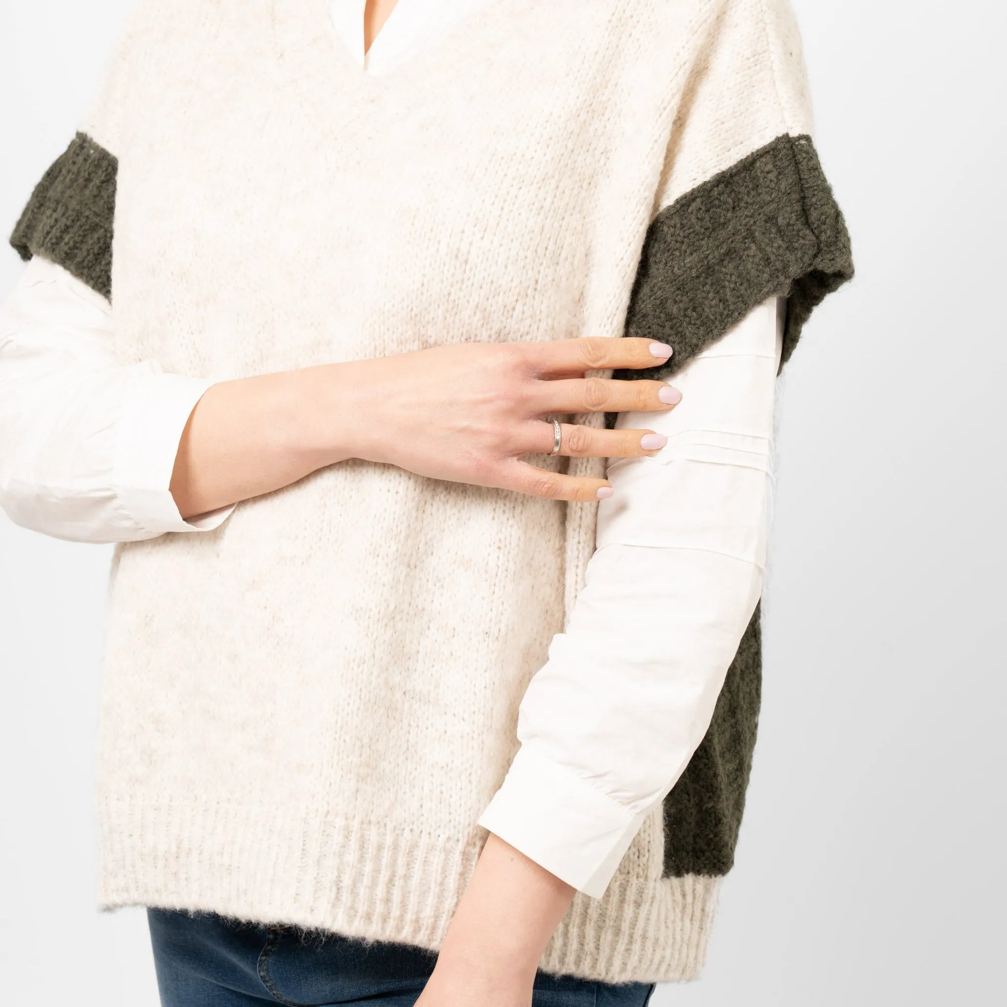 Malia Wool Blend Tank Top - Cream/Khaki