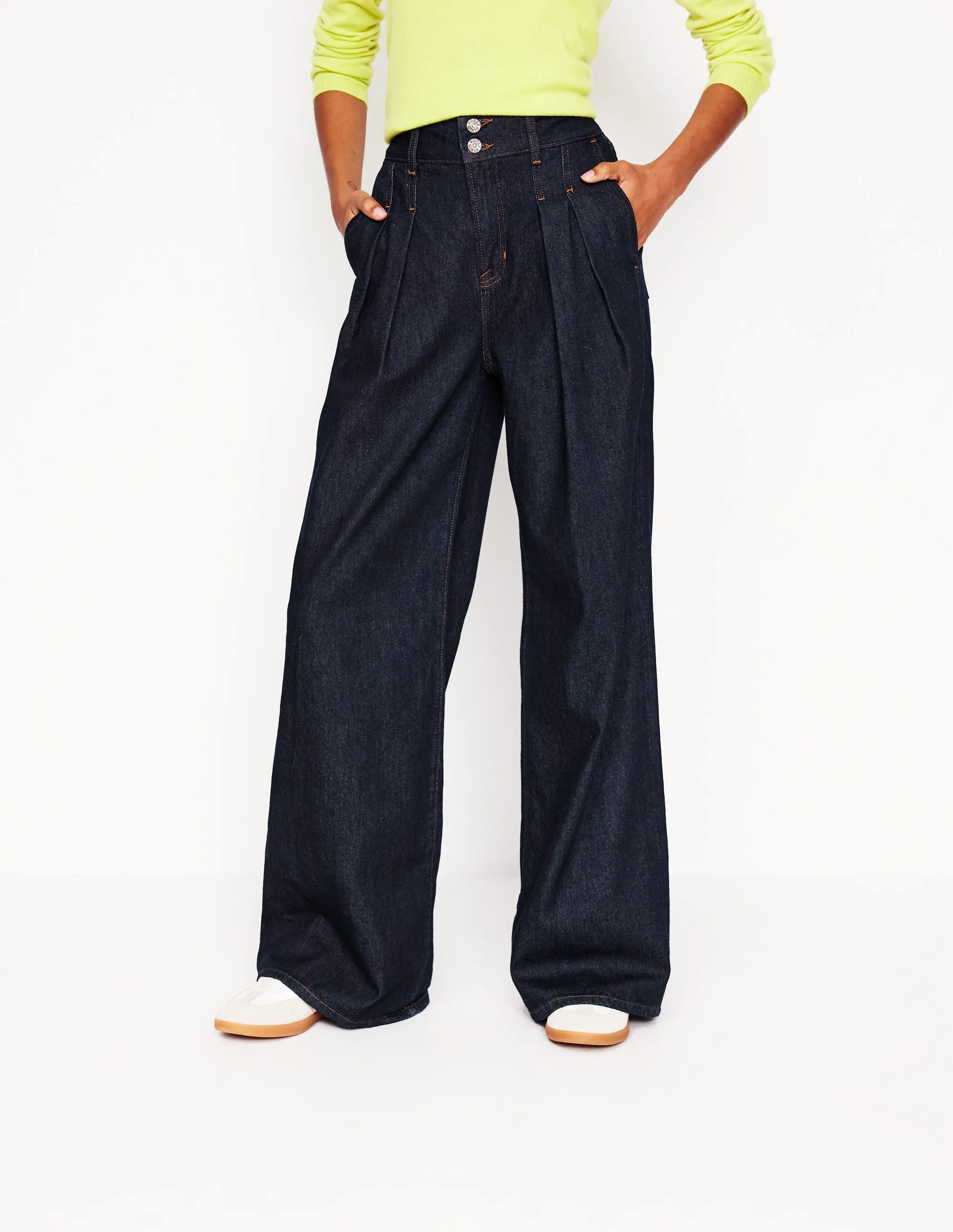 Mid Rise Fluid Denim Trousers-Indigo Rinse