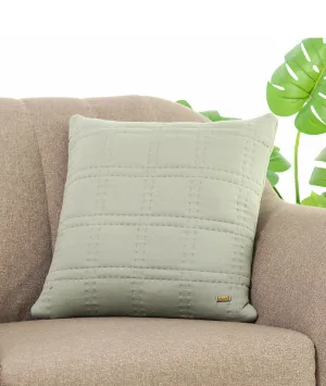 Miraya Ryegrass Cotton Knitted Quilted Decorative 18 X 18 Inches Cushion Cover