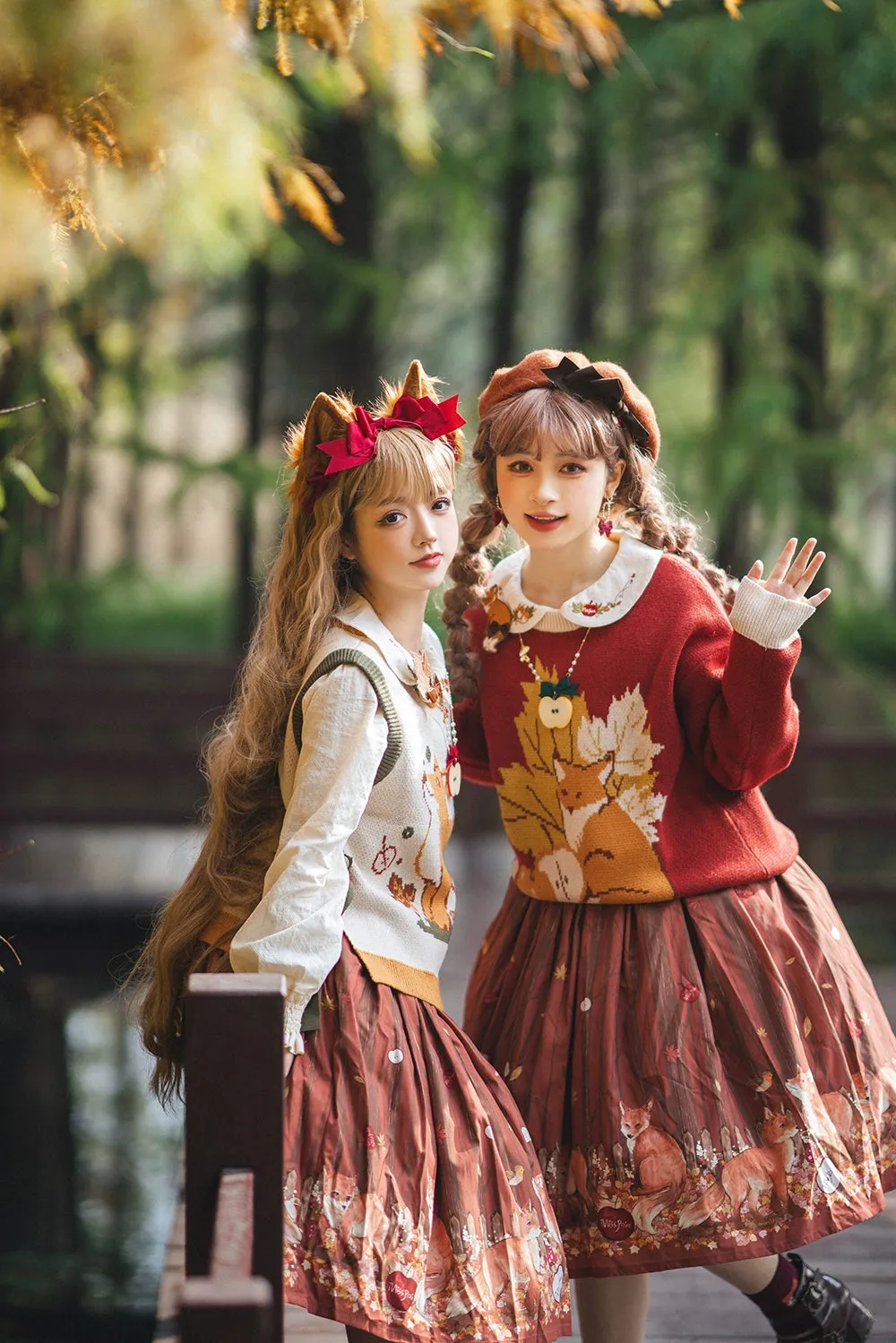 Miss Point~Fat Fox in the Forest~Kawaii Lolita Vest Customized Lolita Sweater