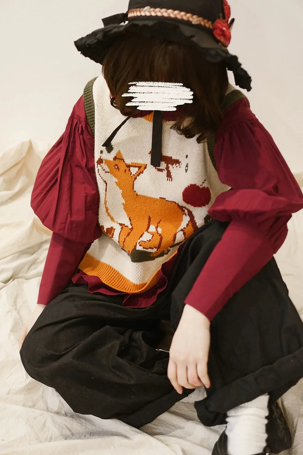 Miss Point~Fat Fox in the Forest~Kawaii Lolita Vest Customized Lolita Sweater