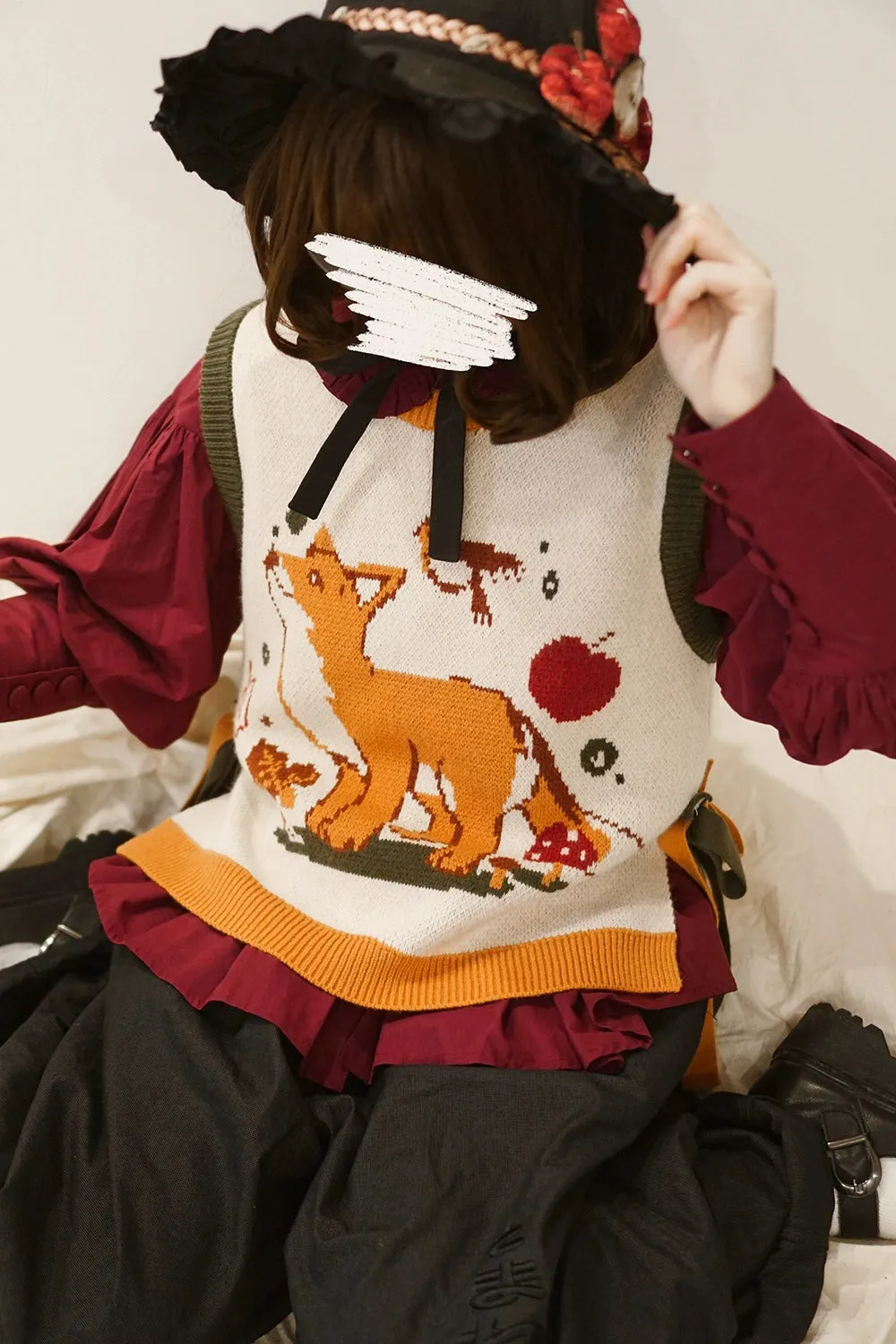 Miss Point~Fat Fox in the Forest~Kawaii Lolita Vest Customized Lolita Sweater