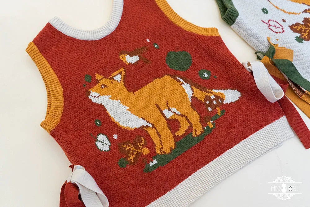 Miss Point~Fat Fox in the Forest~Kawaii Lolita Vest Customized Lolita Sweater