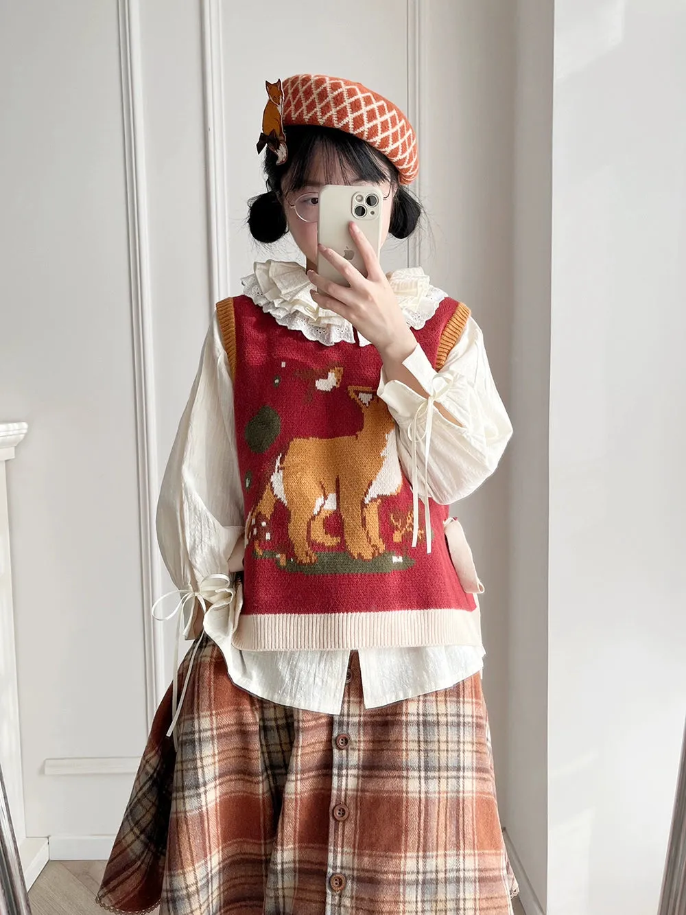 Miss Point~Fat Fox in the Forest~Kawaii Lolita Vest Customized Lolita Sweater