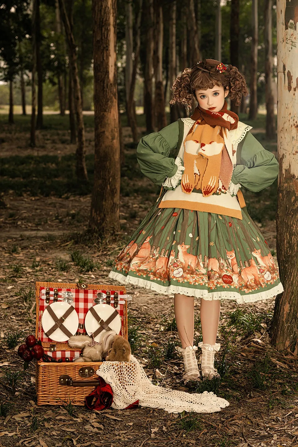 Miss Point~Fat Fox in the Forest~Kawaii Lolita Vest Customized Lolita Sweater