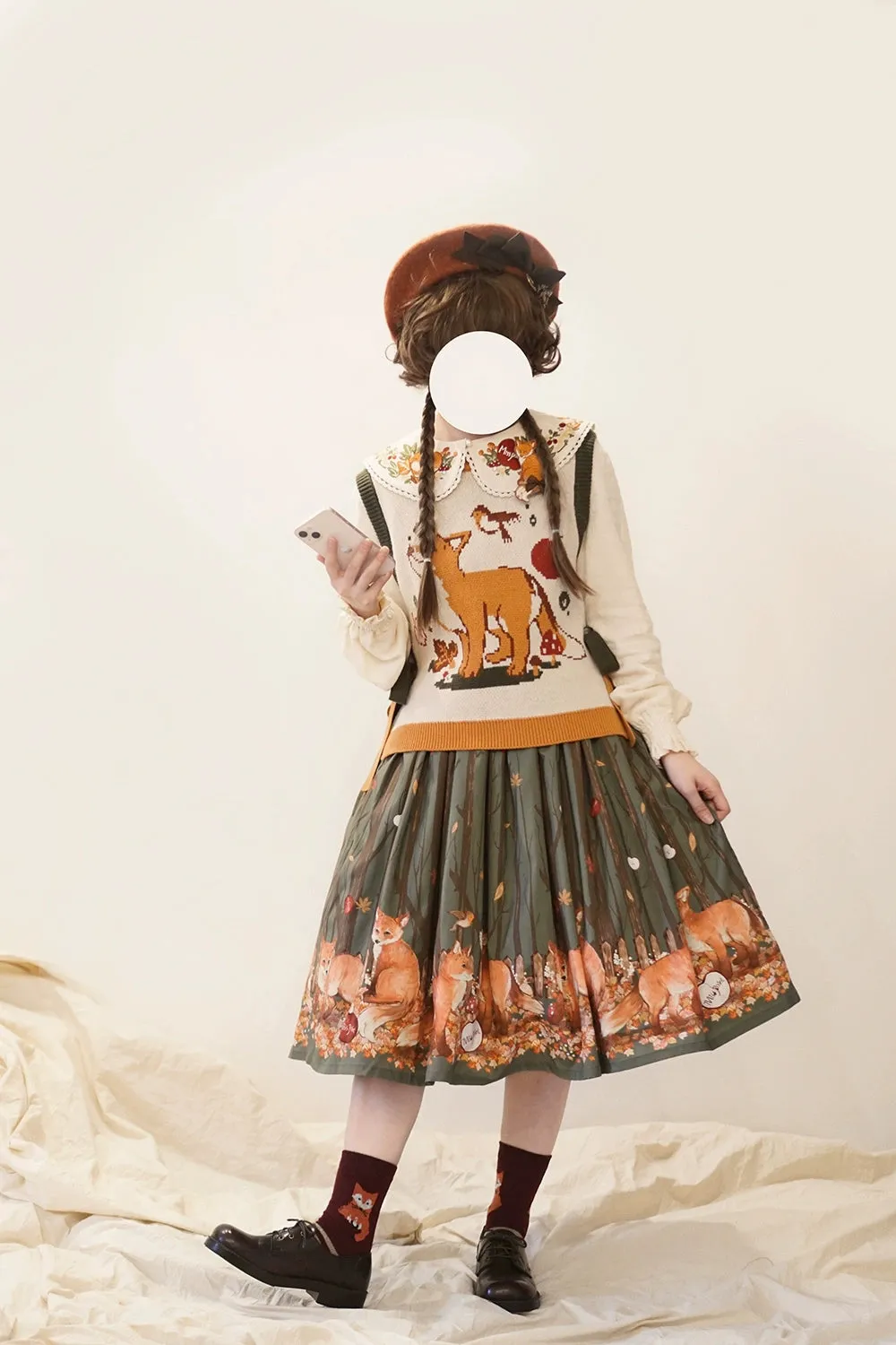 Miss Point~Fat Fox in the Forest~Kawaii Lolita Vest Customized Lolita Sweater