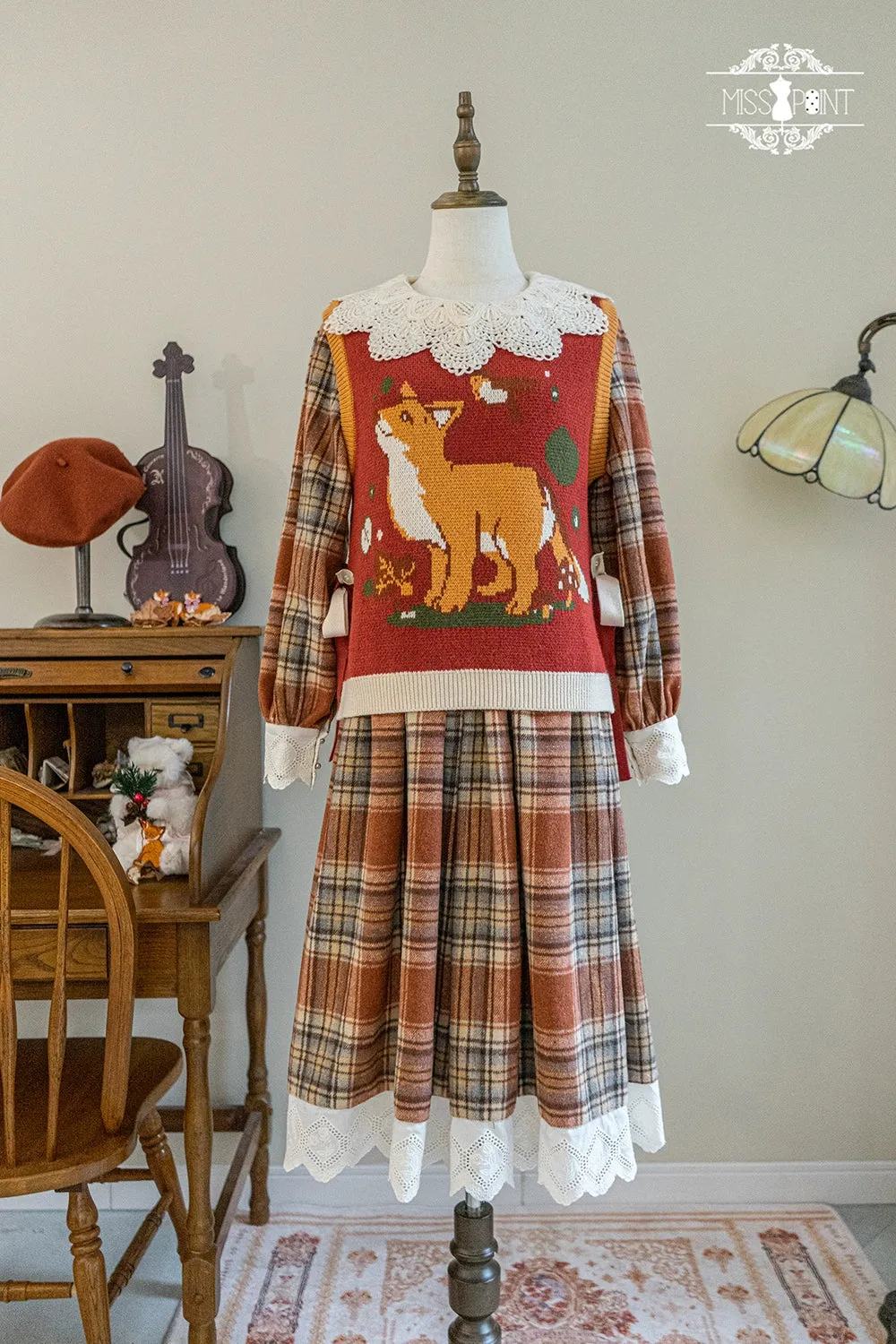 Miss Point~Fat Fox in the Forest~Kawaii Lolita Vest Customized Lolita Sweater