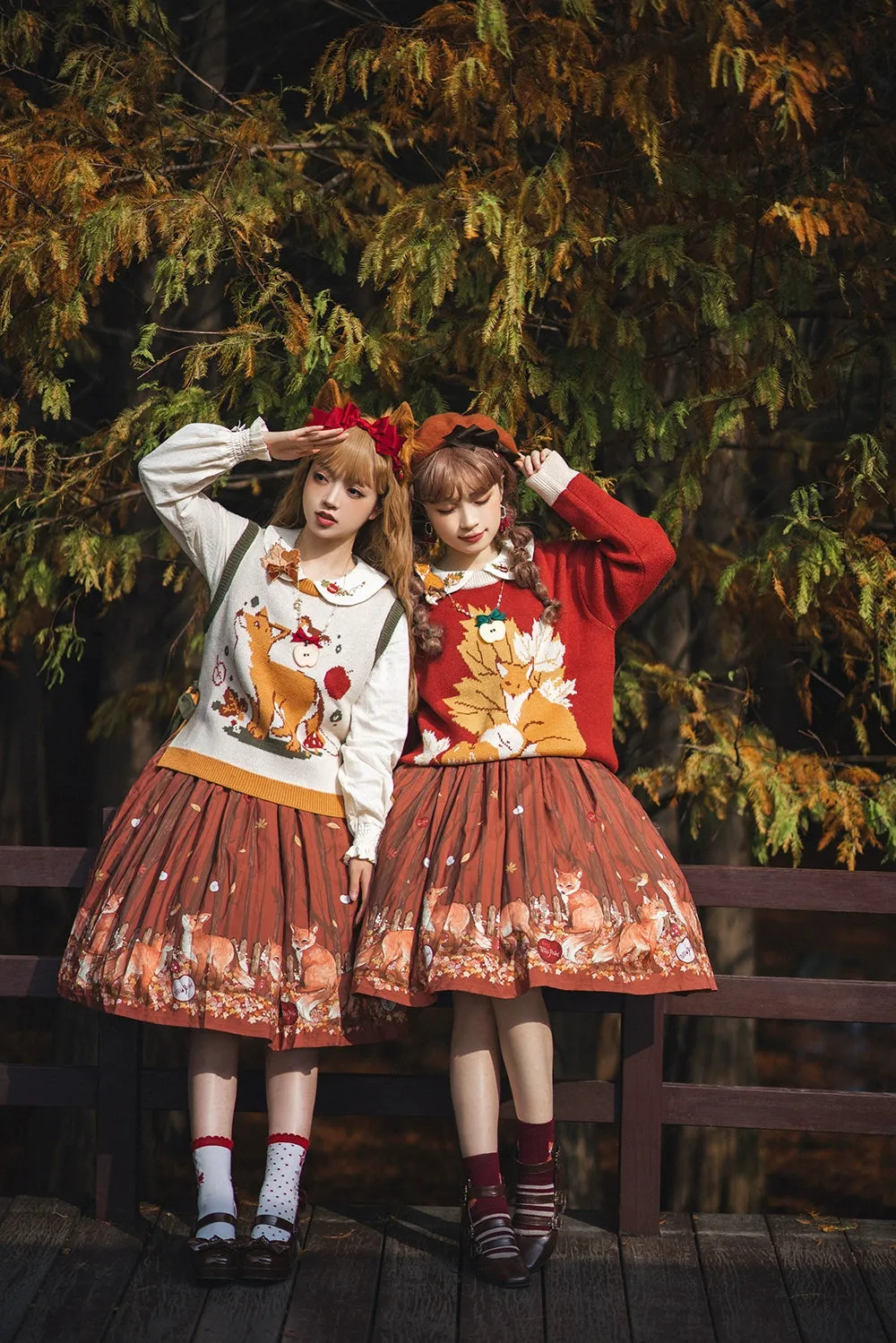 Miss Point~Fat Fox in the Forest~Kawaii Lolita Vest Customized Lolita Sweater