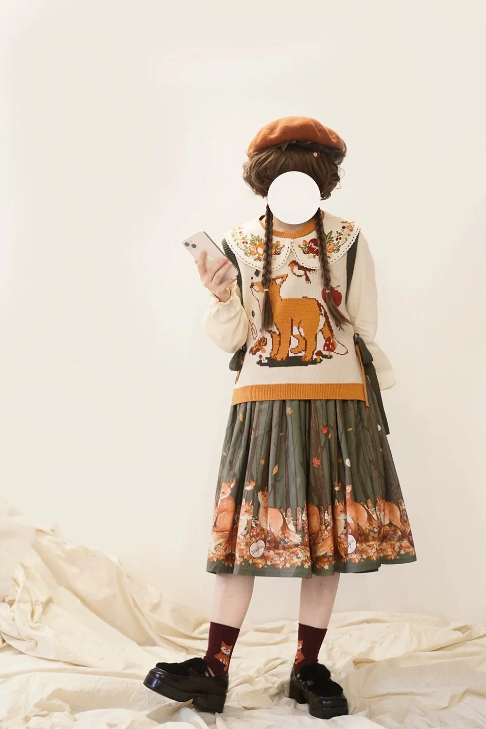 Miss Point~Fat Fox in the Forest~Kawaii Lolita Vest Customized Lolita Sweater